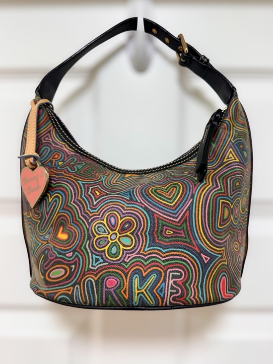 Dooney & Bourke Handbags - Dooney & Bourke Rainbow Graffiti Coated Canvas Hobo Shoulder Bag Vintage Y2K
